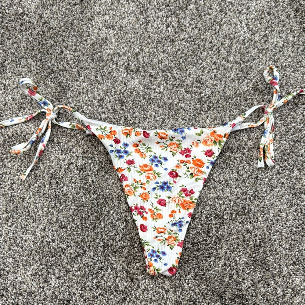 Floral Thong Bikini Bottom ~ Women's Size Small